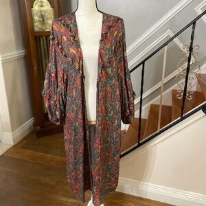 Anthropologie Paisley Shine Puff Sleeve Kimono